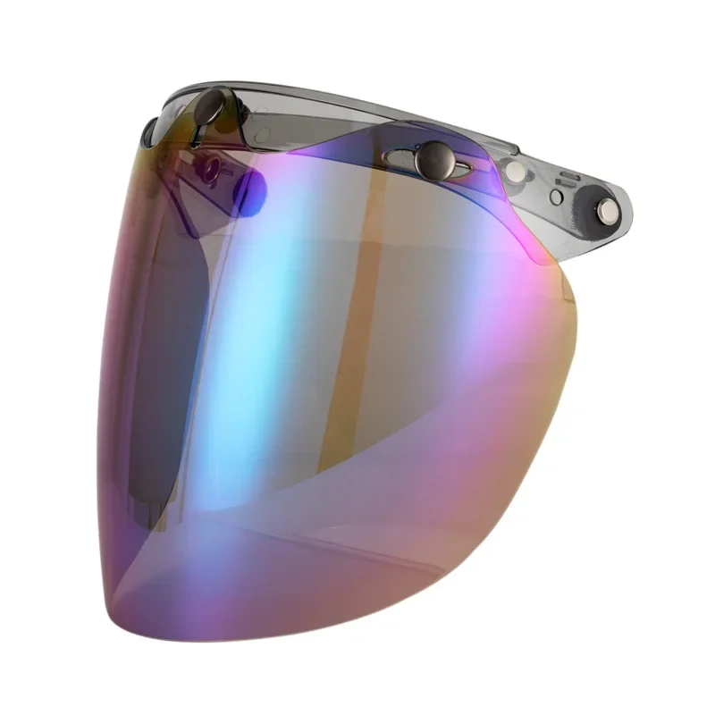 Viseira de capacete de rosto aberto, lente bolha de capacete de motocicleta, viseira de proteção contra vento com 3 encaixes