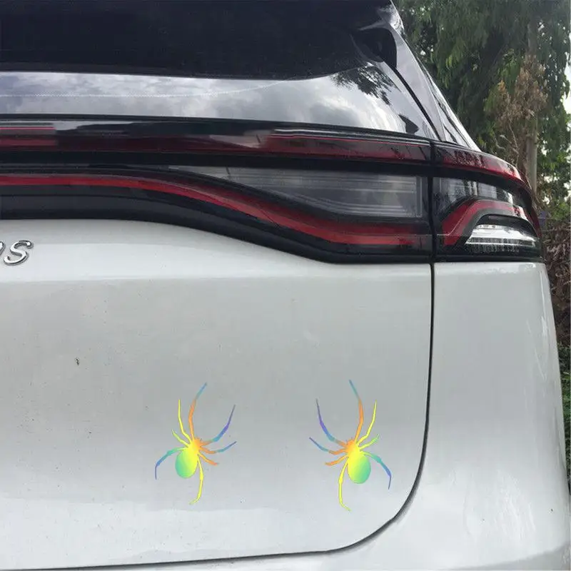 Stiker mobil Spider 2 buah lambang krom lencana dekorasi Halloween aksesori mobil Halloween ornamen stiker lencana laba-laba