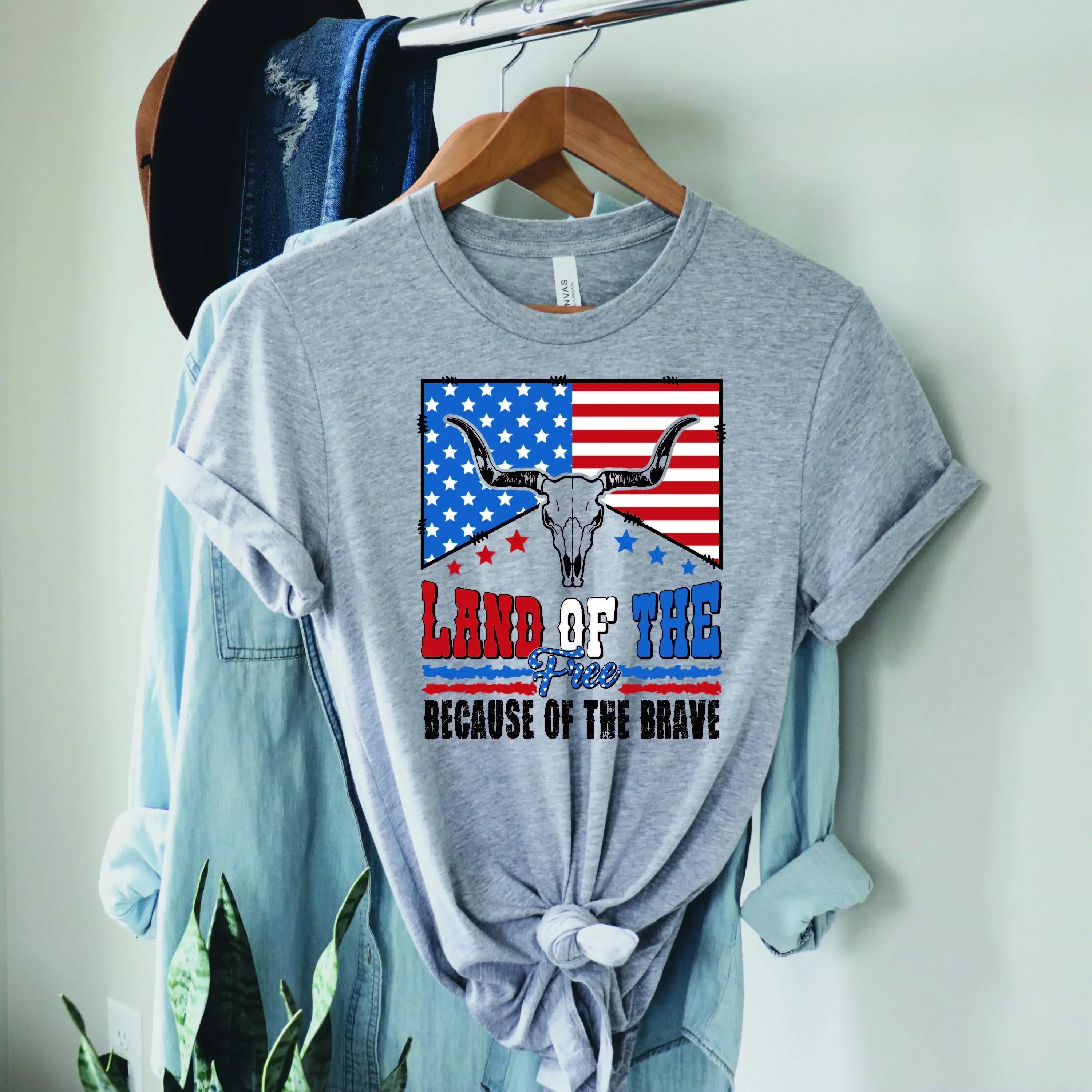 Land Of The Free Because Brave T Shirt Usa Flag Patriotic American Sunflower 4Th July Independence Day