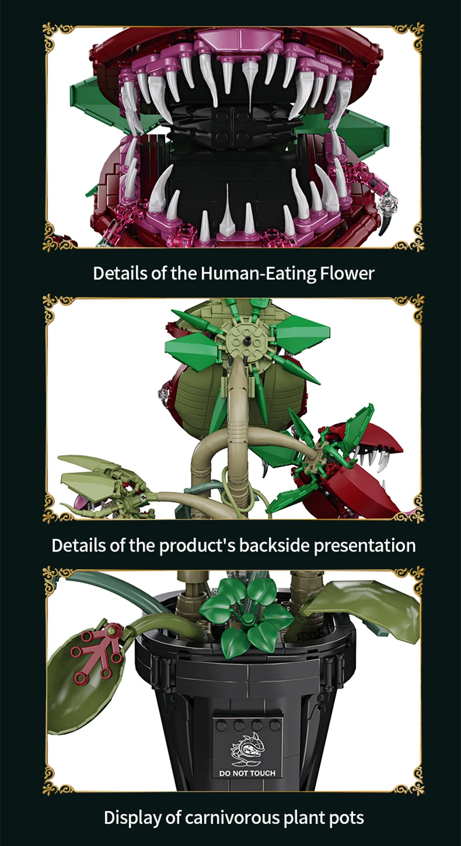 Creative Carnivorous Potted Plant Man-Eating Flower Building Blocks Home Decoration Collection MOC Bricks Toys Halloween Gift