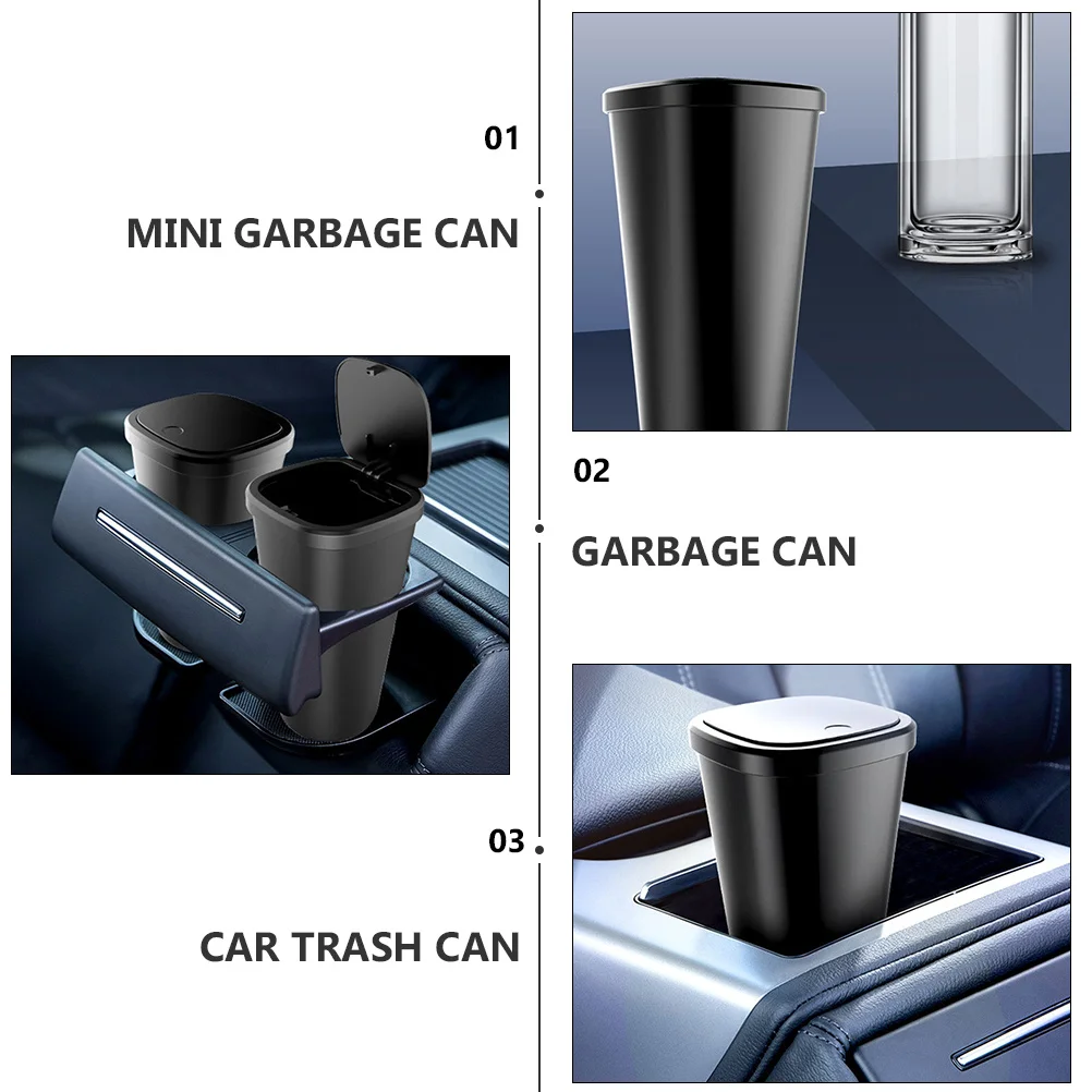 

Car Trash Bin Durable ABS Material Mini Portable Garbage Can Creative Press Button Lid for Car Center Control Auto Trash Can