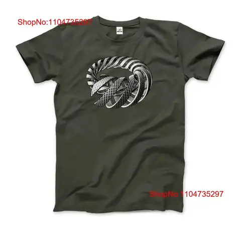 MC Escher Spirals Art T Shirt vintage Washed graphic Stylish Casual fashion homme Stretched streetwear Soft