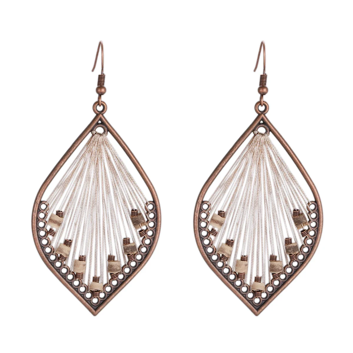 Boho Multi-Style Handmade Thread Wrapped Earring for Women Fashion Rope Wrap Round Triangle Dangle Earrings Female Jewelry Gift image 3
