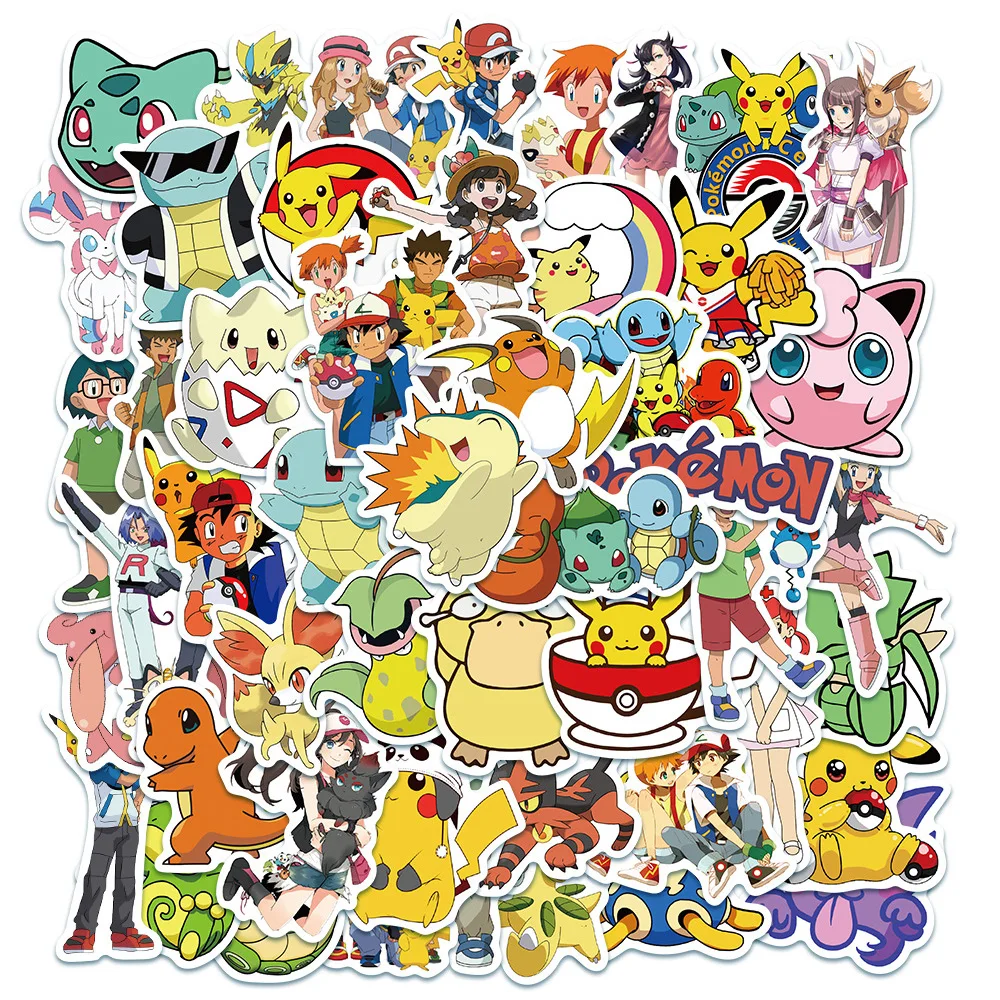 

10/30/50pcs Cartoon Pokemon Stickers Anime Cute Pikachu Graffiti Decals DIY Suitcase Luggage Notebook PVC Decoration Sticker Toy