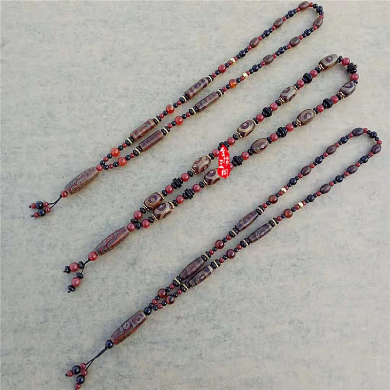 

Vintage Tibetan Style Agate Necklace with Dzi Beads Agate Multiple Long Necklaces Sweater Chains Factory Wholesale