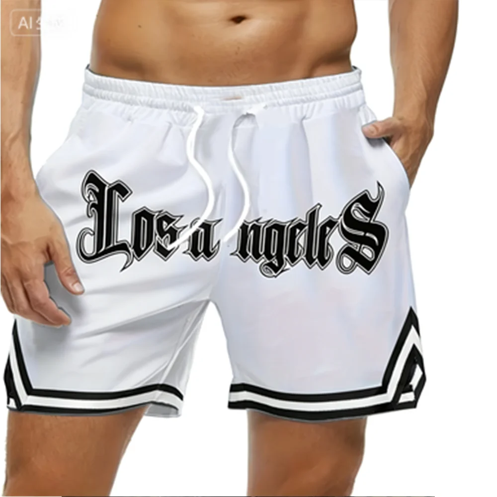 

Summer High-quality Men's and Women's Los Angeles Printed Baskerball Shorts Jersey Casual Hawaiian Beach Fitness Training Shorts