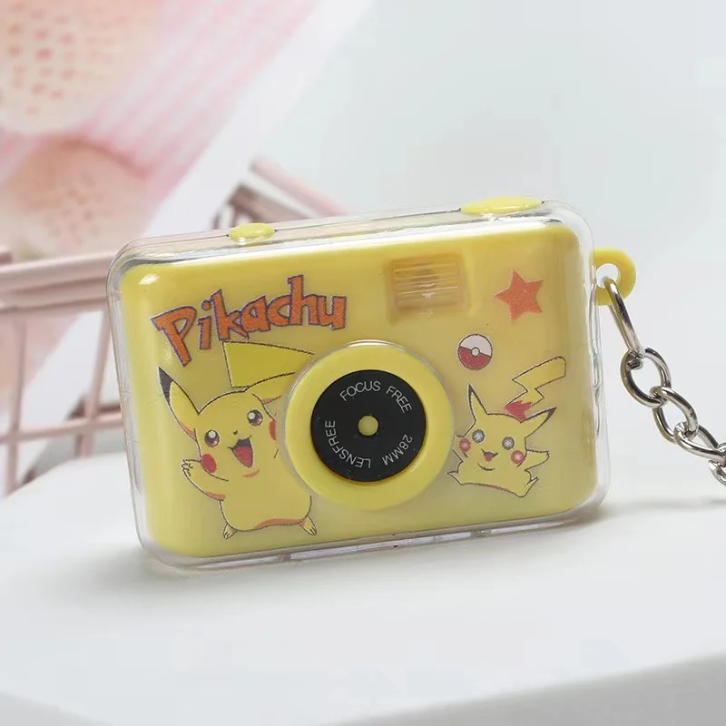 Pokemon Kawaii Keychain Cute Cartoon Pikachu My Melody Kuromi Cinnamoroll Key Ring Camera Pendant LED Lighting Ornaments Gifts