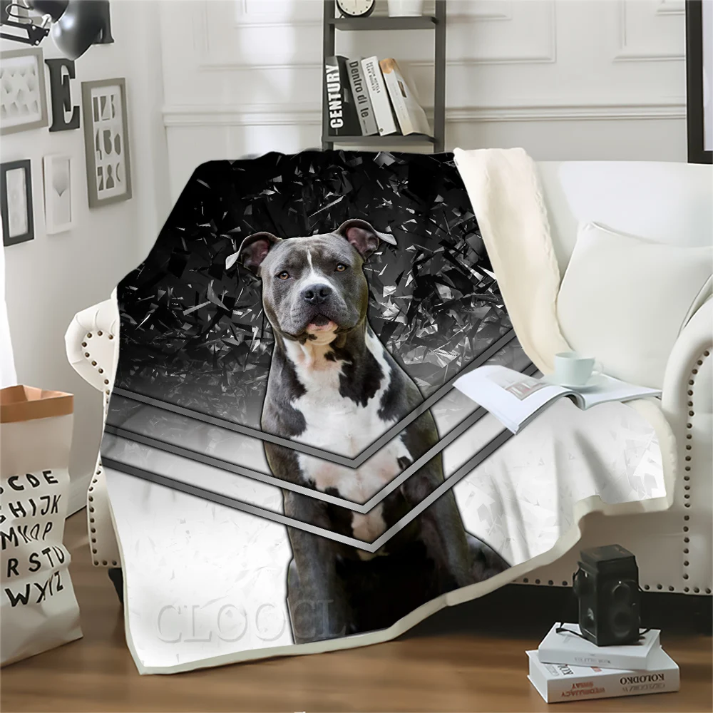 HX Fashion Animals Blanket American Staffordshire Terrier 3D Printed Throw Blankets for Bed Double Layer Quilts 180x150cm