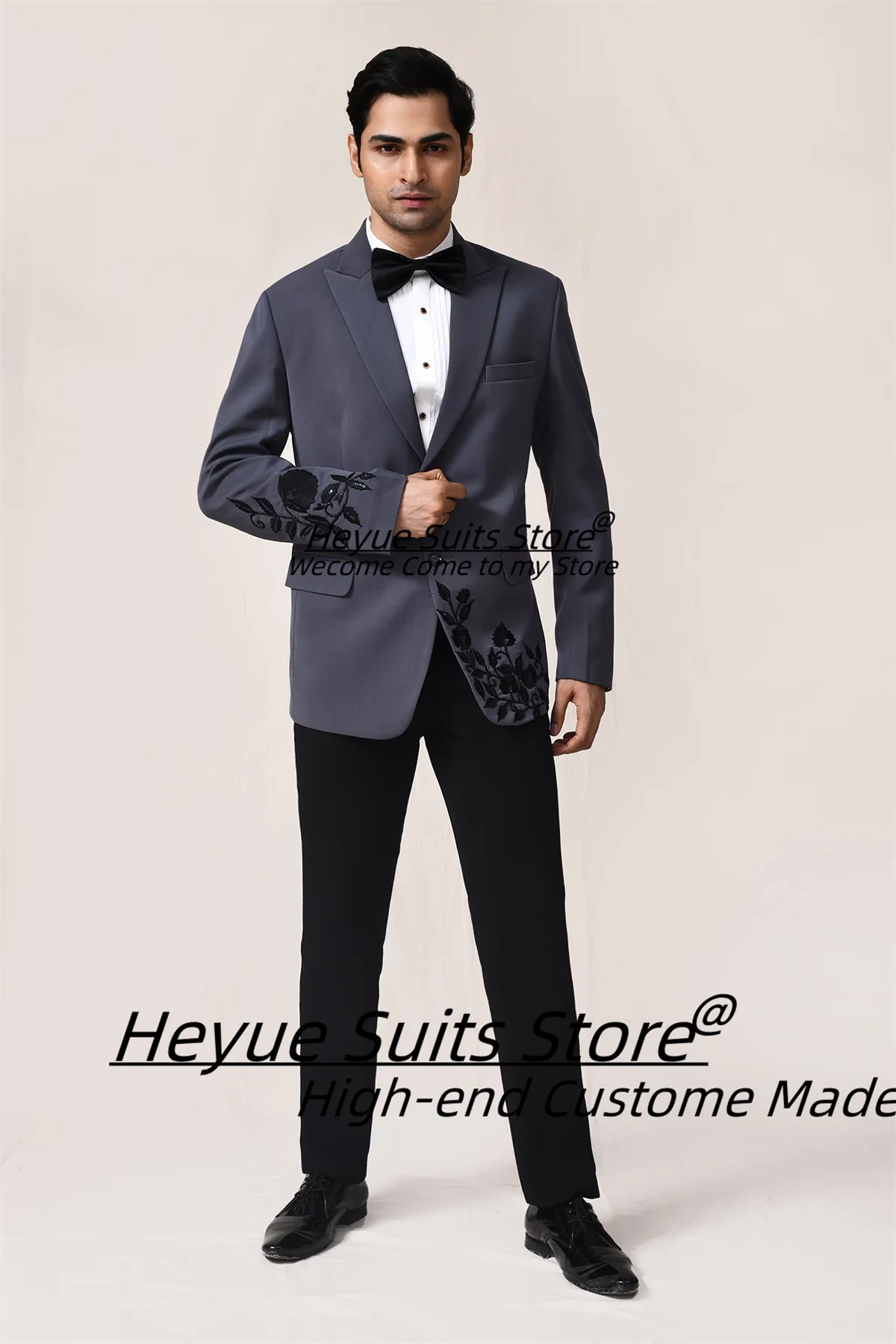 

Роскошные свадебные смокинги для жениха с вышивкой, индивидуальные приталенные мужские костюмы с пиковыми лацканами, мужские пиджаки для выпускного вечера, комплекты из 2 предметов, костюм Homme