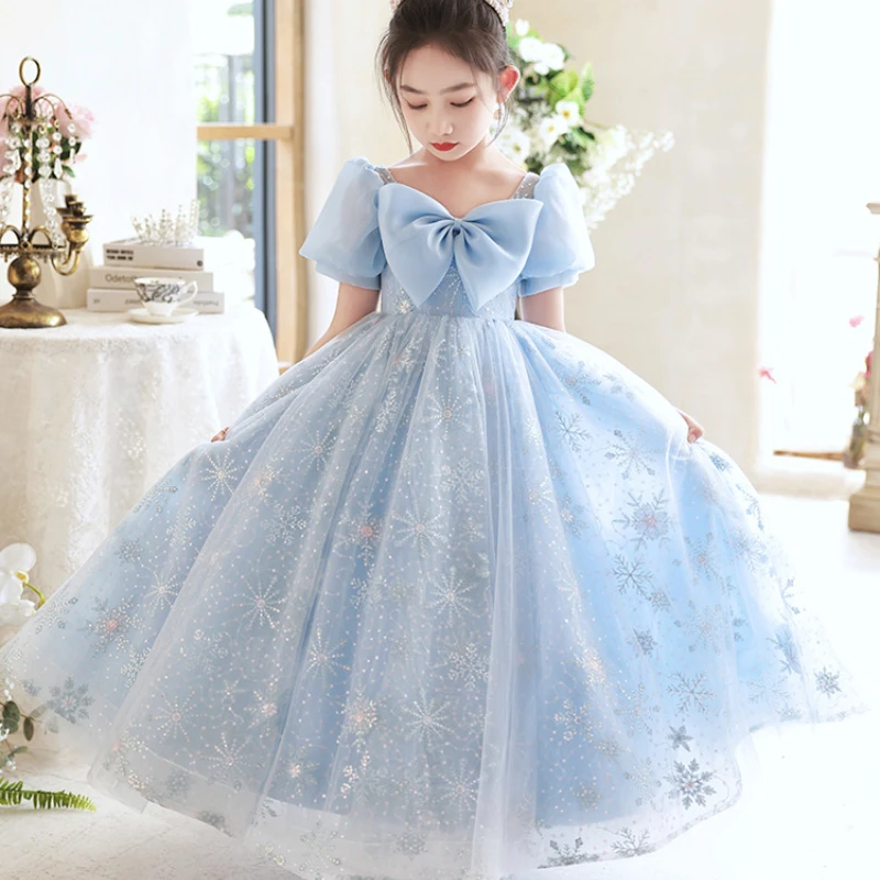 

Holy Communion Wedding Sequins Dresses for Kids Flower Girl Children Matching Outfit Pageant Ball Gown Piano Performance Robe