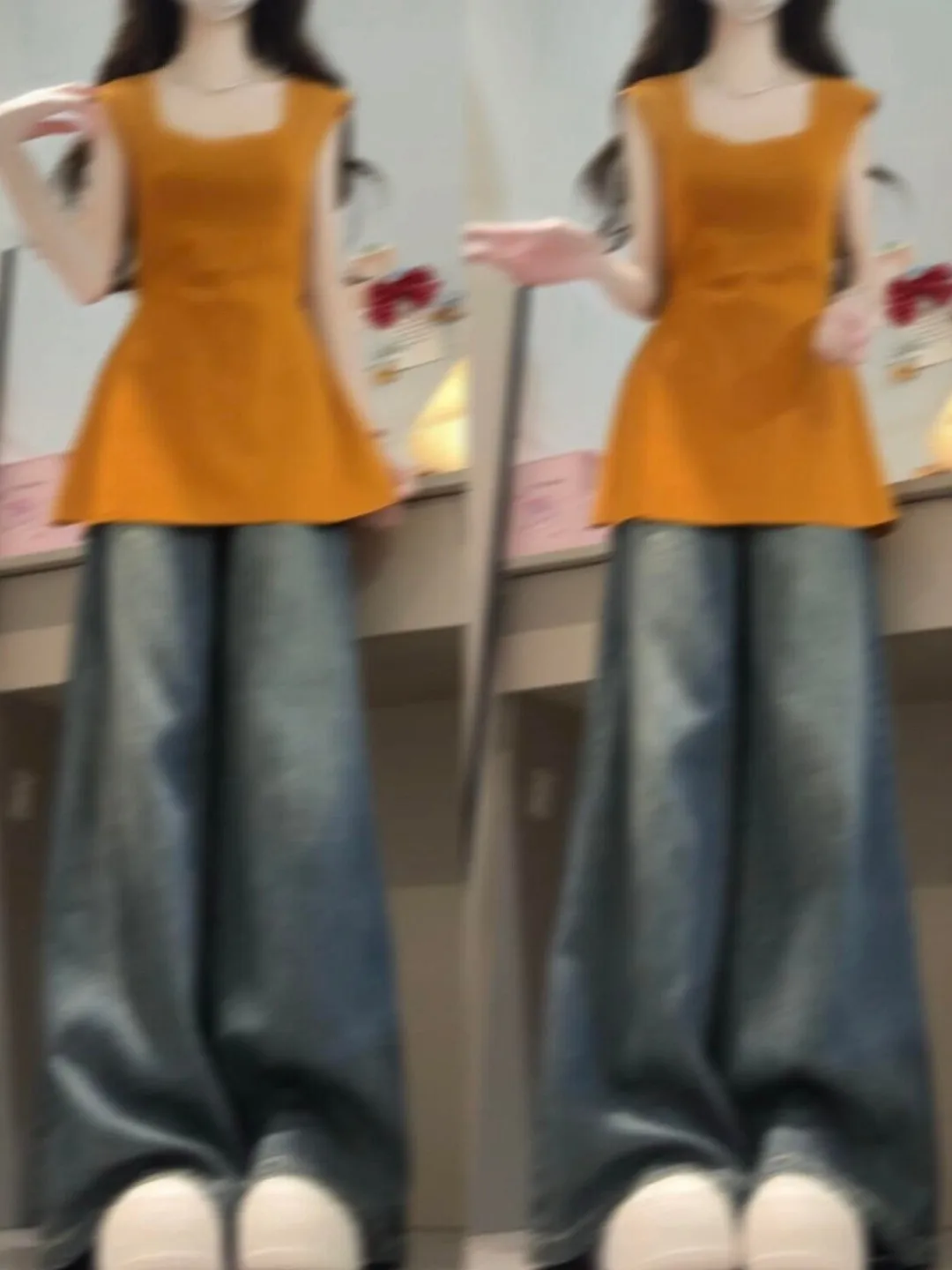 

Женский вязаный топ-жилет с эффектом похудения, винтажный стиль, повседневный, без рукавов, средней толщины, стандартной длины, однотонный, с квадратным вырезом