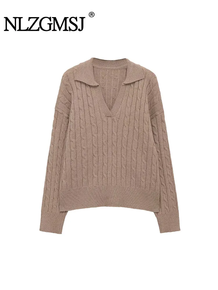 

NLZGMSJ женский осенний новый укороченный свитер 202, женские пуловеры, свободные базовые вязаные топы, теплые свитера, короткие свитера с v-образным вырезом