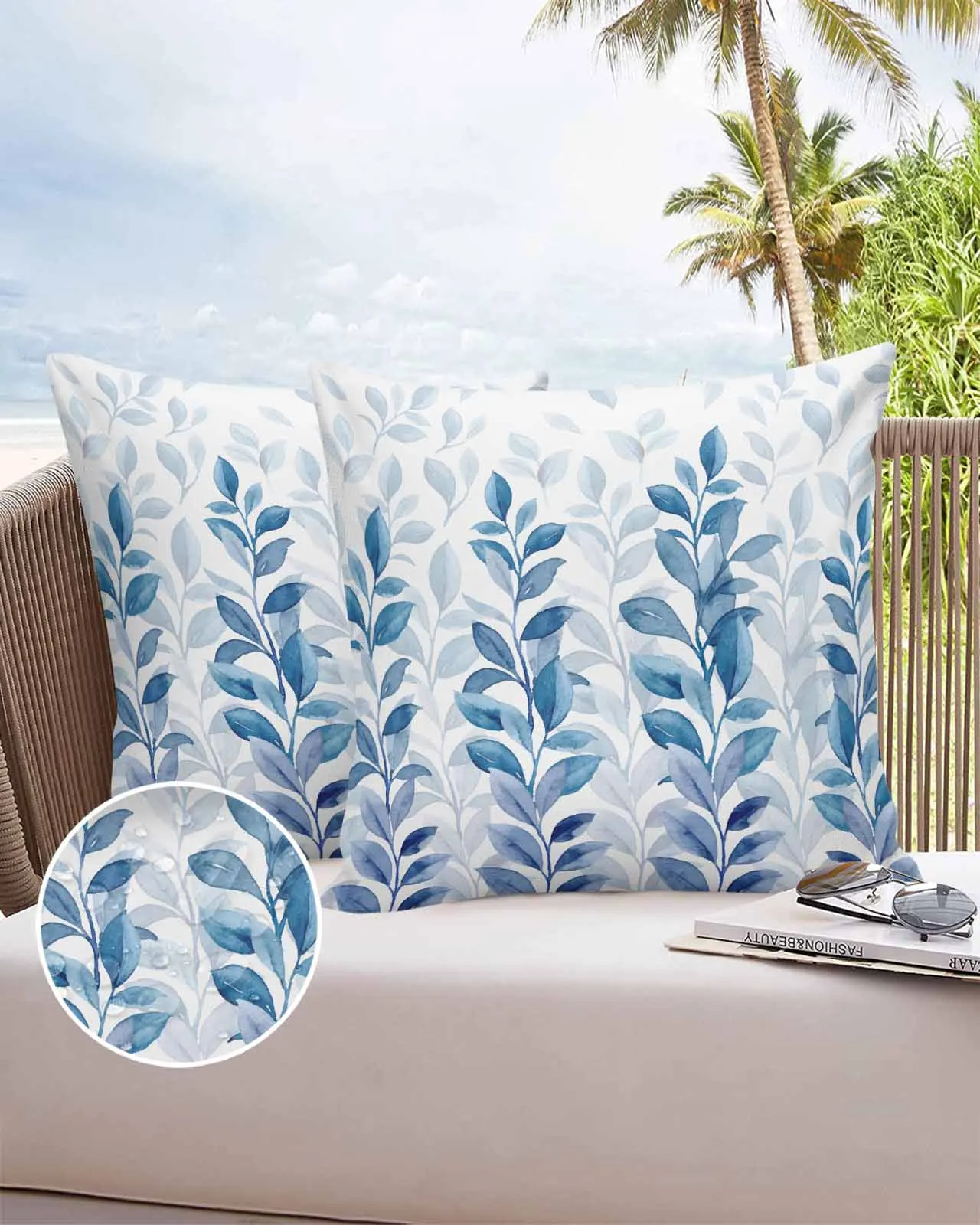 2/4PCS Plant Color Watercolor Natural Waterproof Cushion Cover For Home Decoration 40/45/50/60/66cm Pillowcase