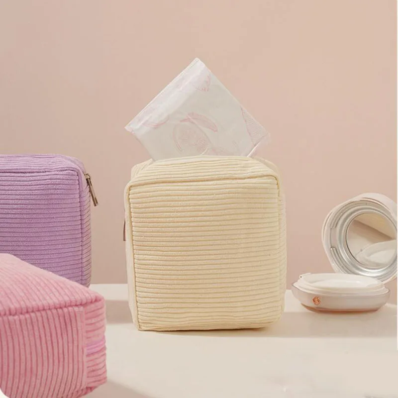Mini Makeup Pouch for Lipstick Cards Coins Sanitary Napkins Storage Case Bags Women's Corduroy Travel Cosmetic Organizer Bag