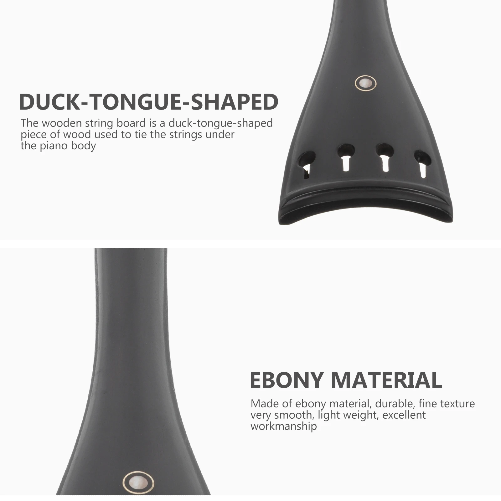 

Ebony String Board for Tailpiece 4 Fine Tuners Sturdy Replacement Accessories Practical Musical Instrument Part
