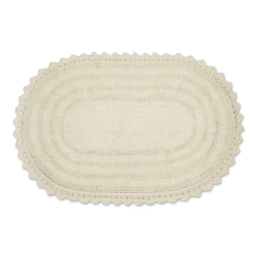 

Crochet Collection Reversible Bath Mat, Large Oval, 21x34, Off White