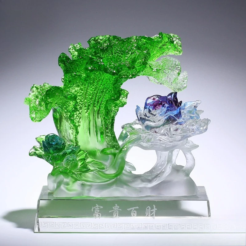 Chinese cabbage ornament lucky crystal peony office high-end