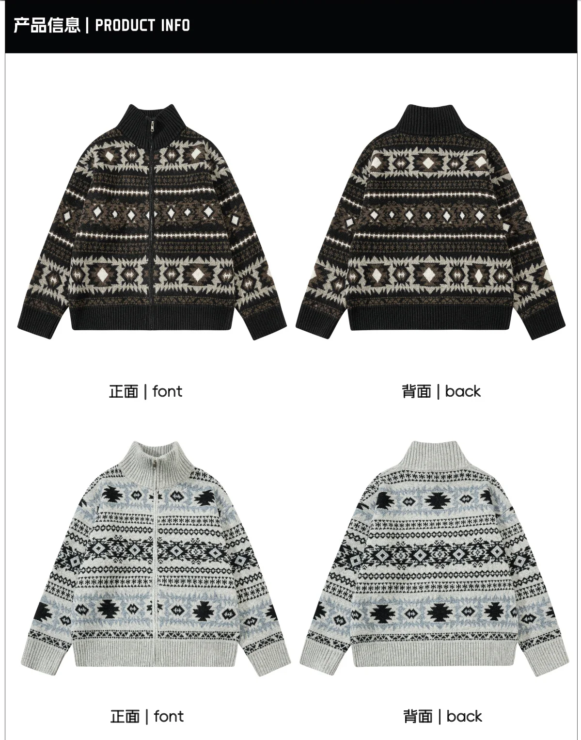 النمط الياباني موضة الاتجاه الوقوف طوق سستة سترة فضفاضة عادية الشباب شعبية الخريف الشتاء محبوك سترة علوية للرجال #6