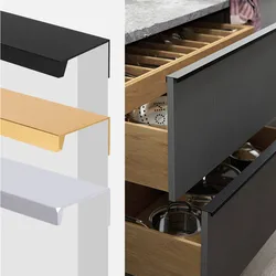 Cabinet Pulls Drawer HiddenBlack Silver Orange Gold Hidden Aluminium alloy Handles Steel Kitchen Cupboard Furniture Hardware