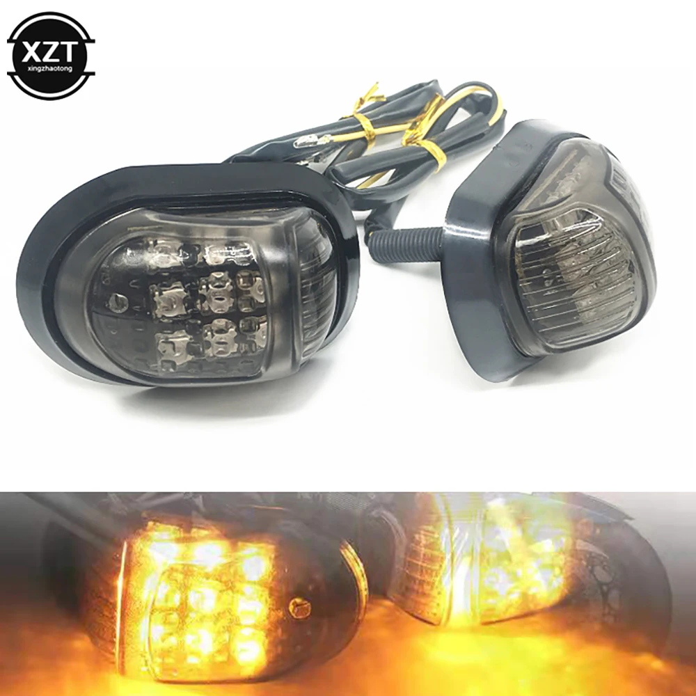 Intermitentes de 12V para motocicleta, 9 LED, amarillo, piraña