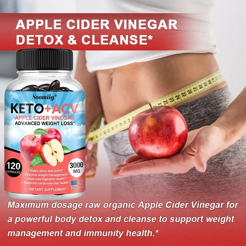 Ketone + Apple Cider Vinegar Capsules - Helps with Detoxification, Effective Weight Management, and Improved Digestive Health