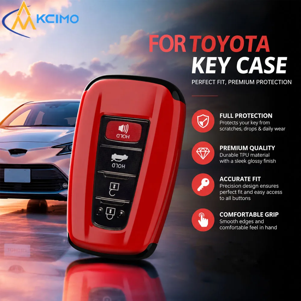 For Toyota Car Key Case Smart Remote Key Full Protection Anti-Drop Anti-Scratch Precise Button Fit Key Fob Cover Auto Interior