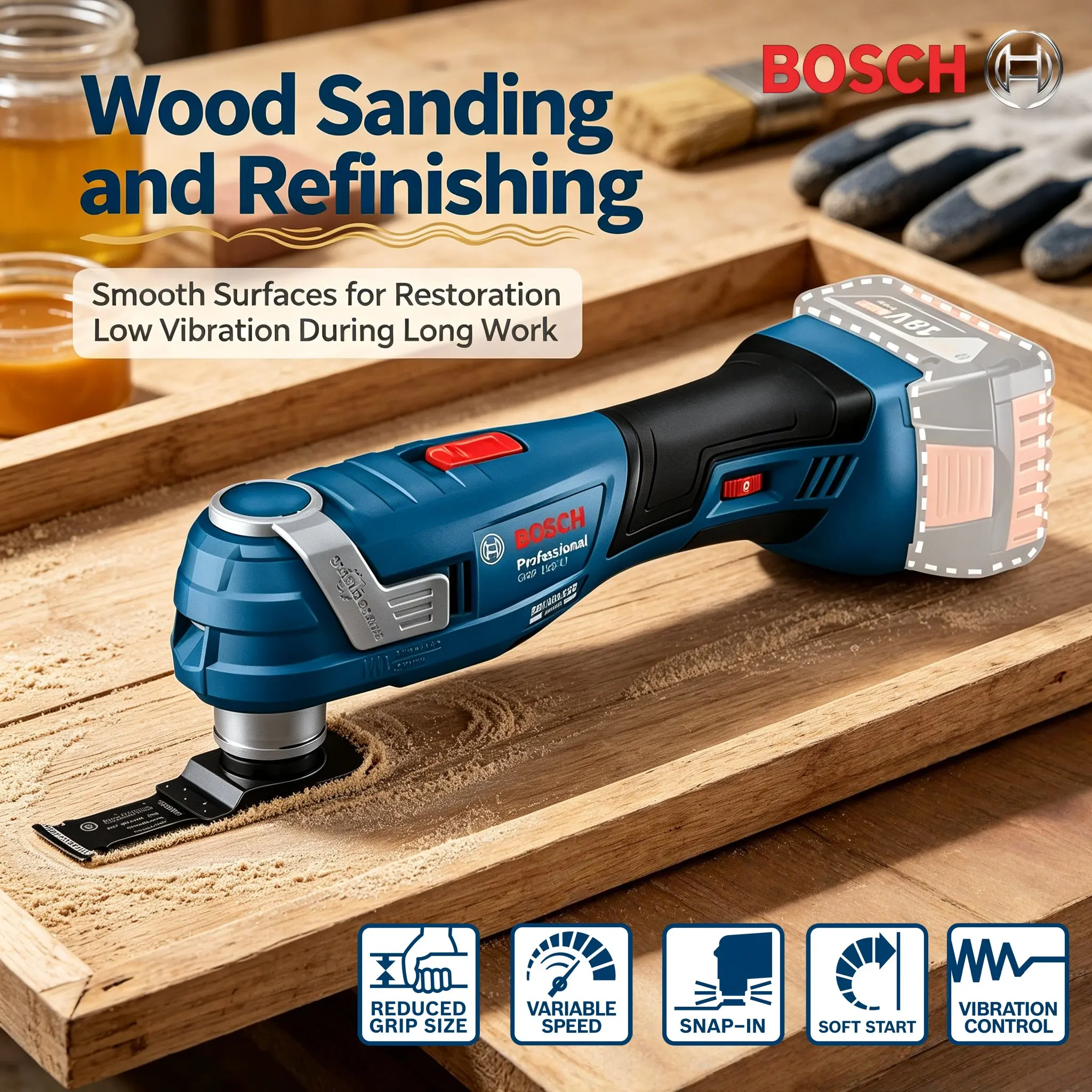 Bosch Cordless Oscillating Multi Tool GOP 185-LI Brushless Universal Treasure 18V Rechargeable Cutting Machine Power Tools