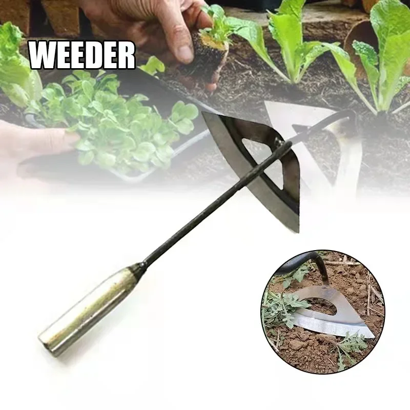 All Steel Hardened Hollow Hoe Weeding Handheld Rake Hardened Planting Tool Vegetable Farm Garden Agriculture Weeding Garden Hoe