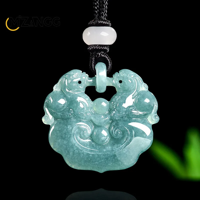 natural-jadeite-blue-water-double-pi-xiu-ruyi-pendant-exquisite-and-fashionable-ice-type-jadeite-necklace-unisex-festive-gift