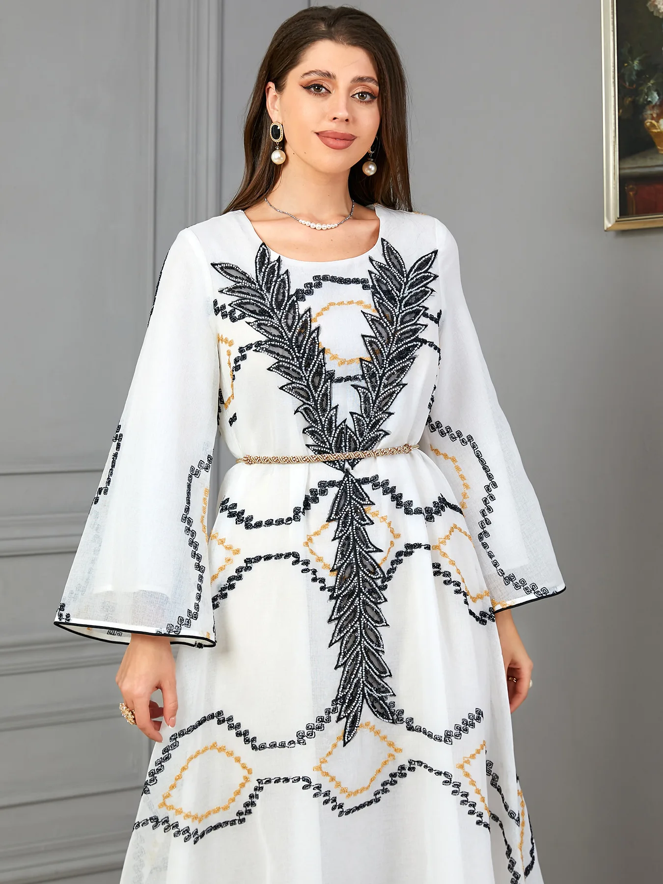 Abaya Embroidery Long Dress Women Party Dresses Jalabiya Ramadan Morocco Dubai Kaftan Islam Eid Muslim Robe Arab Vestidos 2024