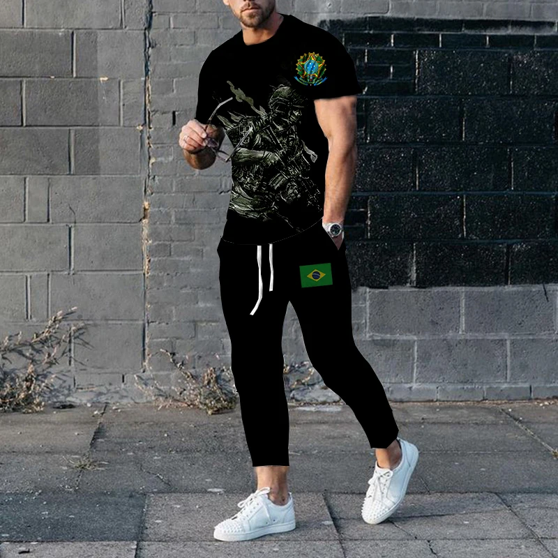 2023 Sommer Brasilien Männer Sporta nzug Mode Kurzarmhose 2-teiliger Jogging Street Anzug übergroße T-Shirt Freizeit Sporta nzug