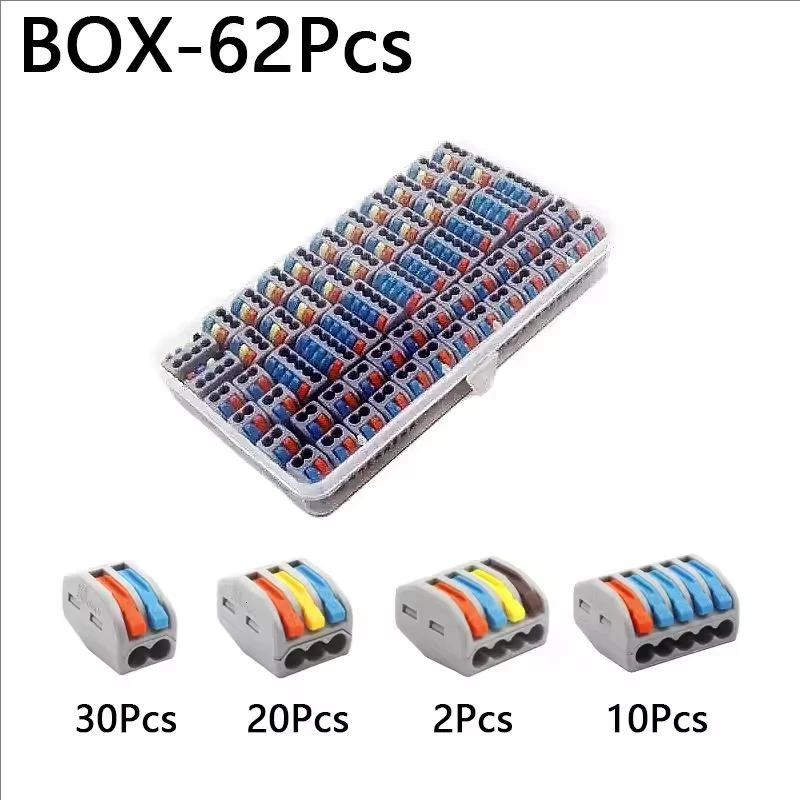 Quick connection of multiple combination push in terminal blocks, electrical cage, universal household combination box