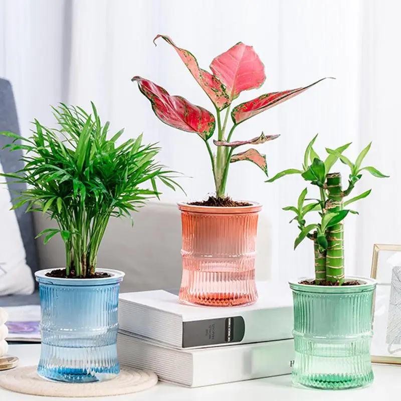 Self-Watering Flower Pot Small Water Absorption Containers For Succulent Leak-Proof Self-Watering Pots For Balcony Bathroom