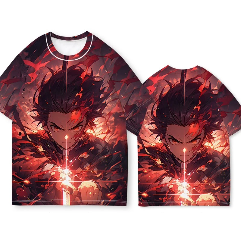 Chaud démon Slayer T-shirt été à manches courtes T-shirt hommes mode périphérie Anime 3D imprimé T-shirt ample T-shirt style décontracté
