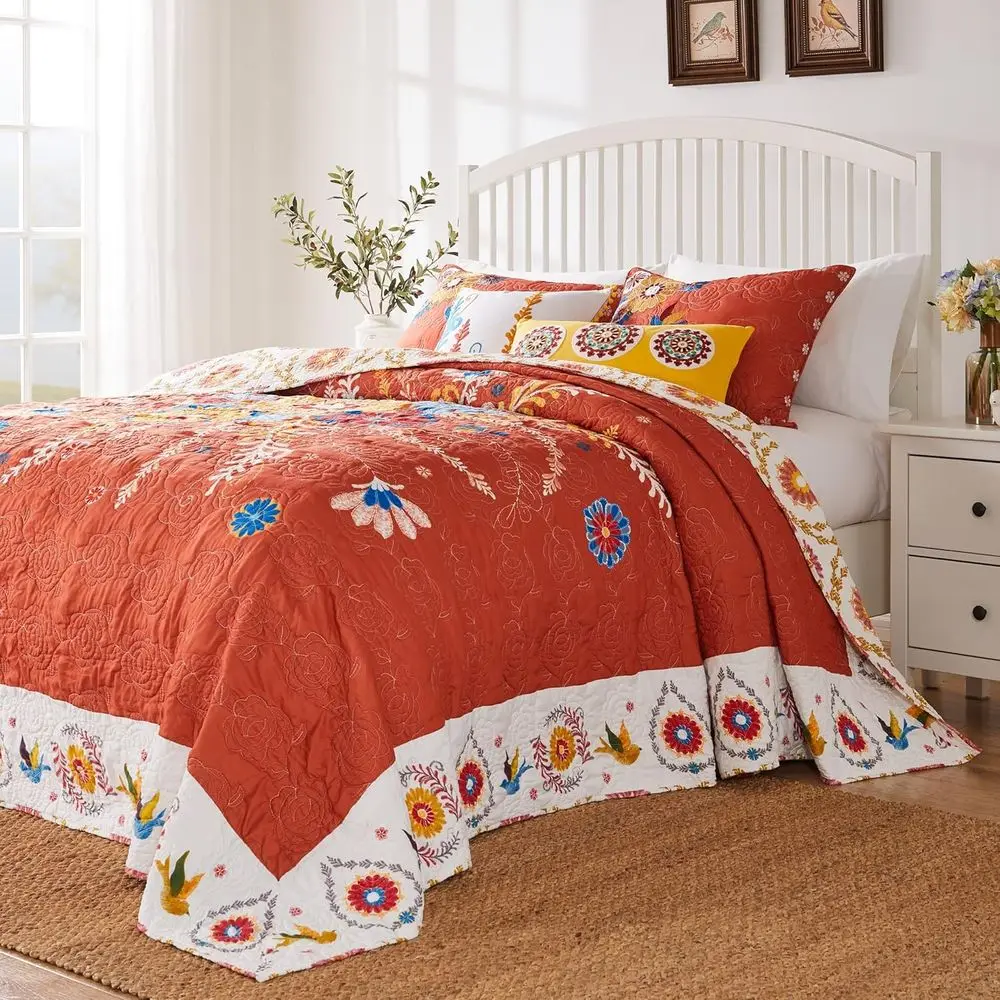

Greenland Home Bareoot Bungw Topanga Quilted Bedspread Set, 3-Piece Jumbo Queen, Multi