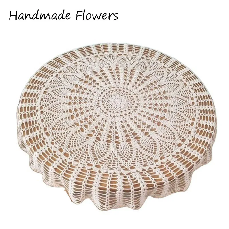 

Popular Cotton handmade flower Crochet tablecloth round Table cloth Cover Christmas wedding Table decoration and accessories