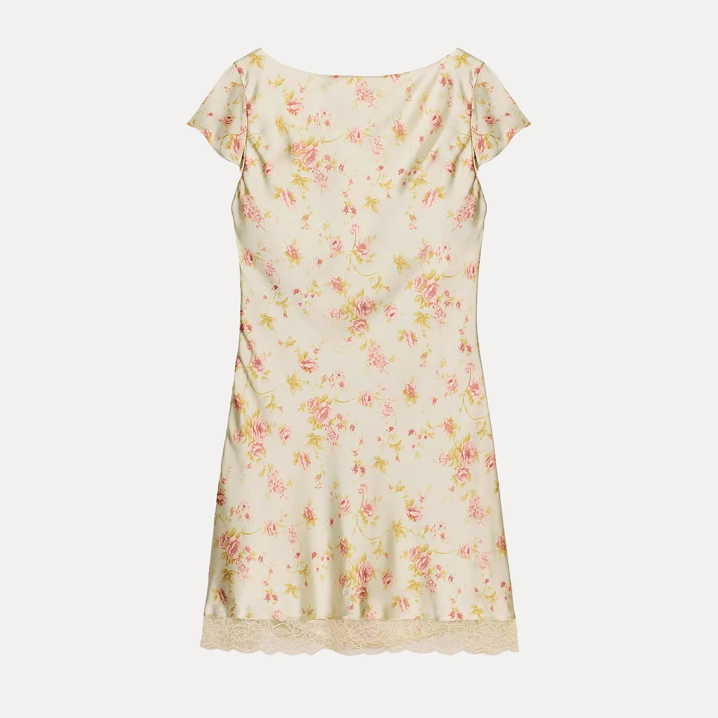 Vestido Corto de Seda Satén para Mujer, Estilo Casual con Estampado Floral, Sin Mangas, para Otoño, Uso Diario