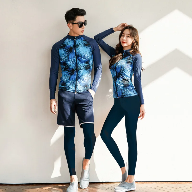 Split Couple Suit Sports Long Sleeved Trousers Diving Surfing Women Swimsuit Four Piece Spouse Hot Spring Ladies Swimwear Sets