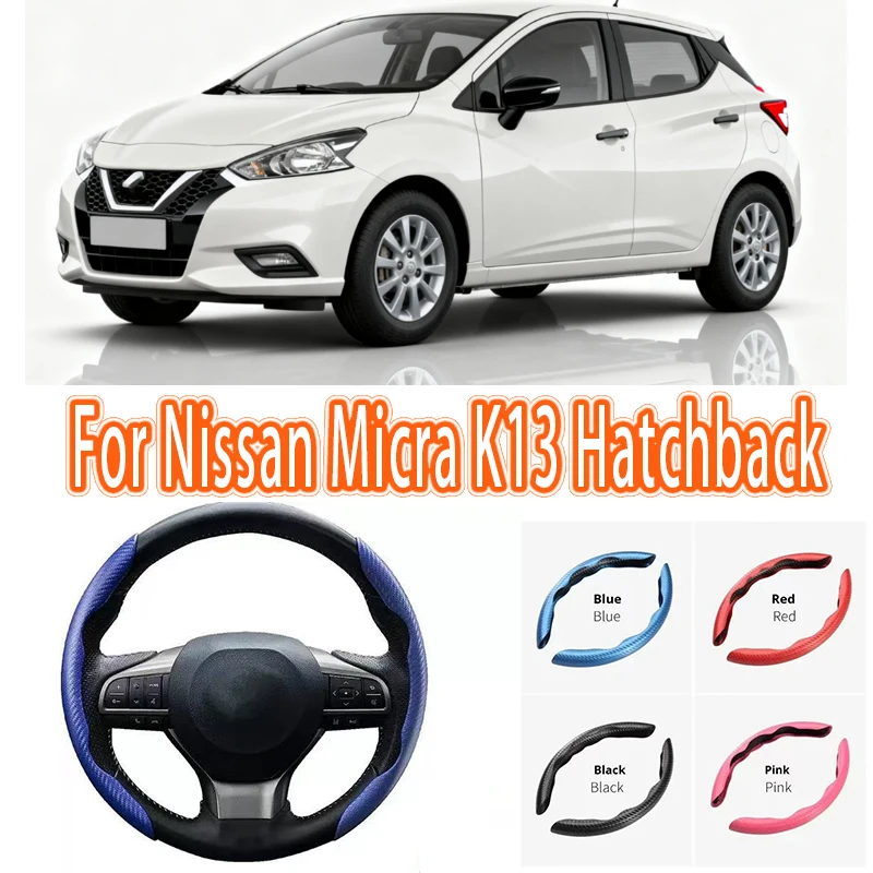 

For Nissan Micra K13 Hatchback Car Steering Wheel Cover 38CM Anti-Slip Suede Steering Wheel Cover Auto Decoration Accessory