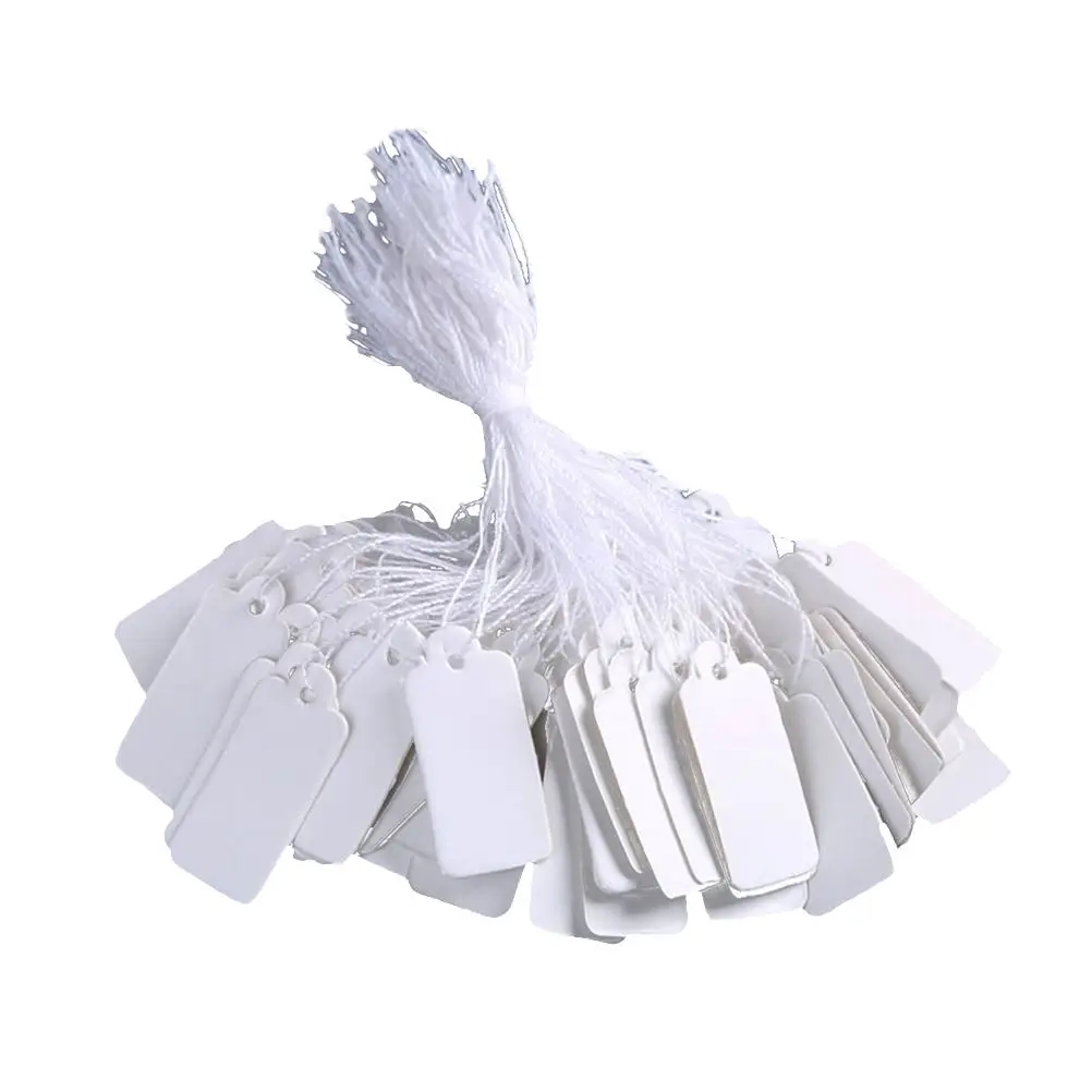 190PCS Clothes Tags Label Tags with String Display Label for Product Xmas Name Tag Display Tags with String White Writable Tags