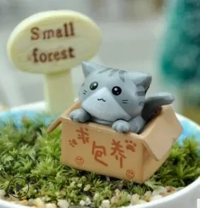 Kawaii Mini เครื่องประดับแมวสวนรูปปั้นแมวของขวัญเด็กเด็กตกแต่งห้องของเล่น Miniature Figurines Home Decor