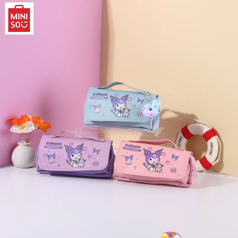 

Sanrio Cartoon Kuromi Pen Box Miniso Large Capacity Simple Girl Heart Pen Bag Student Cute Stationery Pencil Box Children Gift