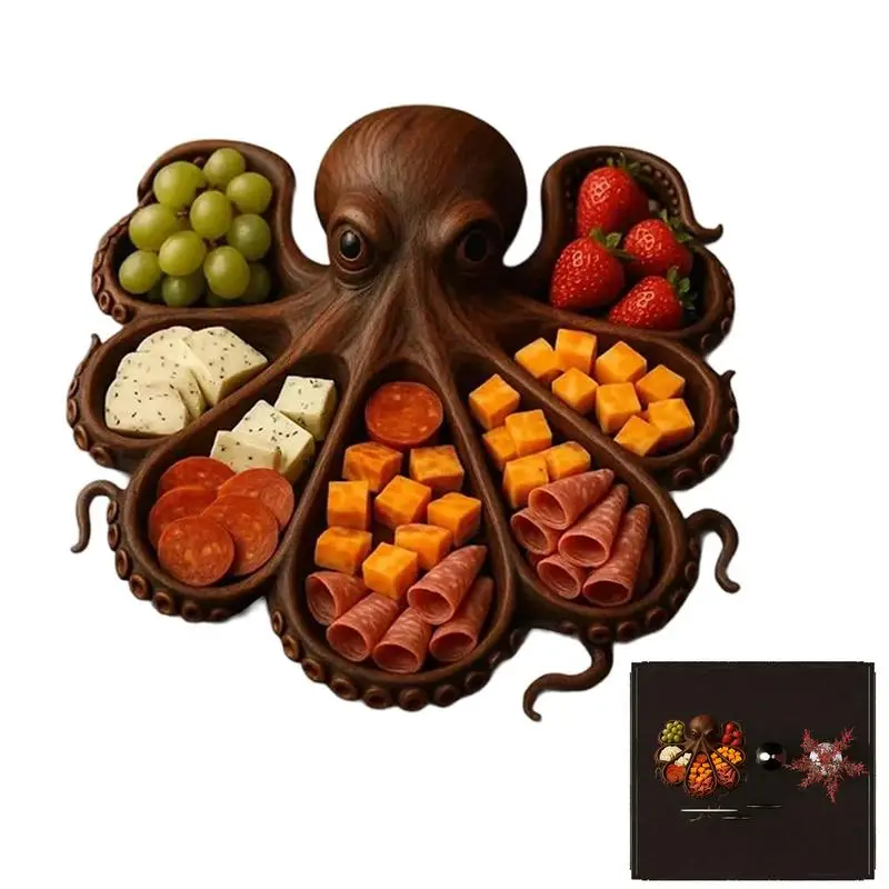 

Platters For Serving Food Wooden Octopus Charcuterie Serving Platter Multifunctional Food Storage For Fruits Snack Appetizers