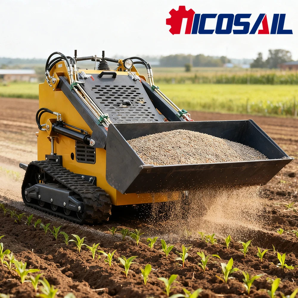 Хит продаж, скользящий рулевой погрузчик, земной погрузчик, 4 в 1, ведро, гусеничный микронагрузчик с раздвижным рулевым управлением