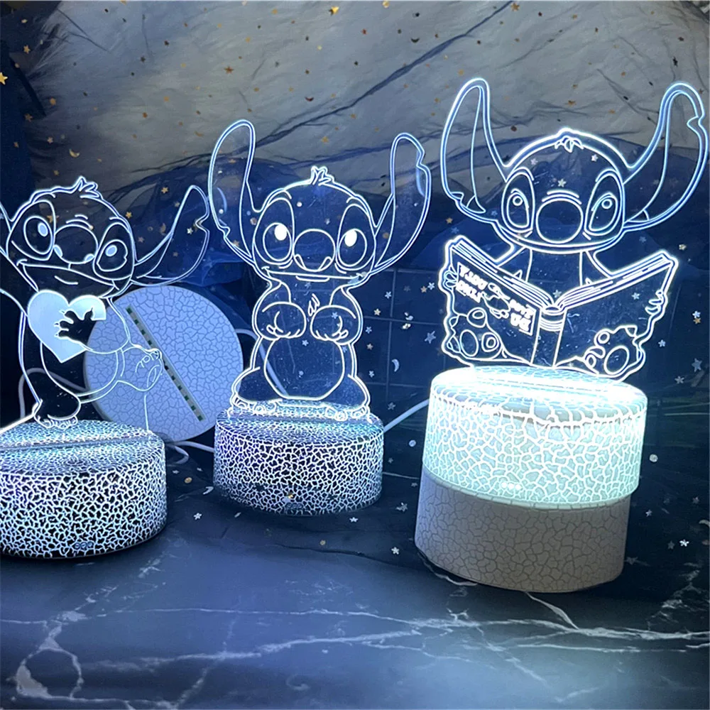 Stitch Lilo 3D LED Night Light small colorful 16-color light battery USB plug-in electric light decorative light