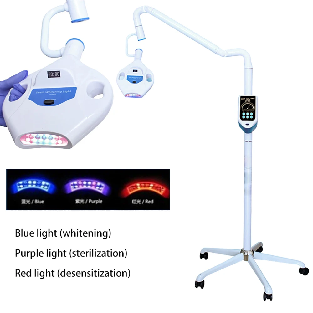 New 65W Portable Dental Teeth Whitening LED Machine 3 colors Moveable Bleaching Unit Lamp Floor Standing With Wheels Equipment