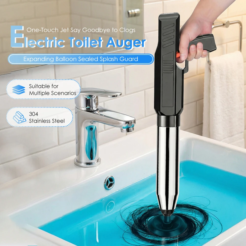 

Electric Toilet Auger Air Plunger High-Pressure Drainage Blasting Tool Electric Toilet Unclogger Pipeline Cleaner Unclogging Kit