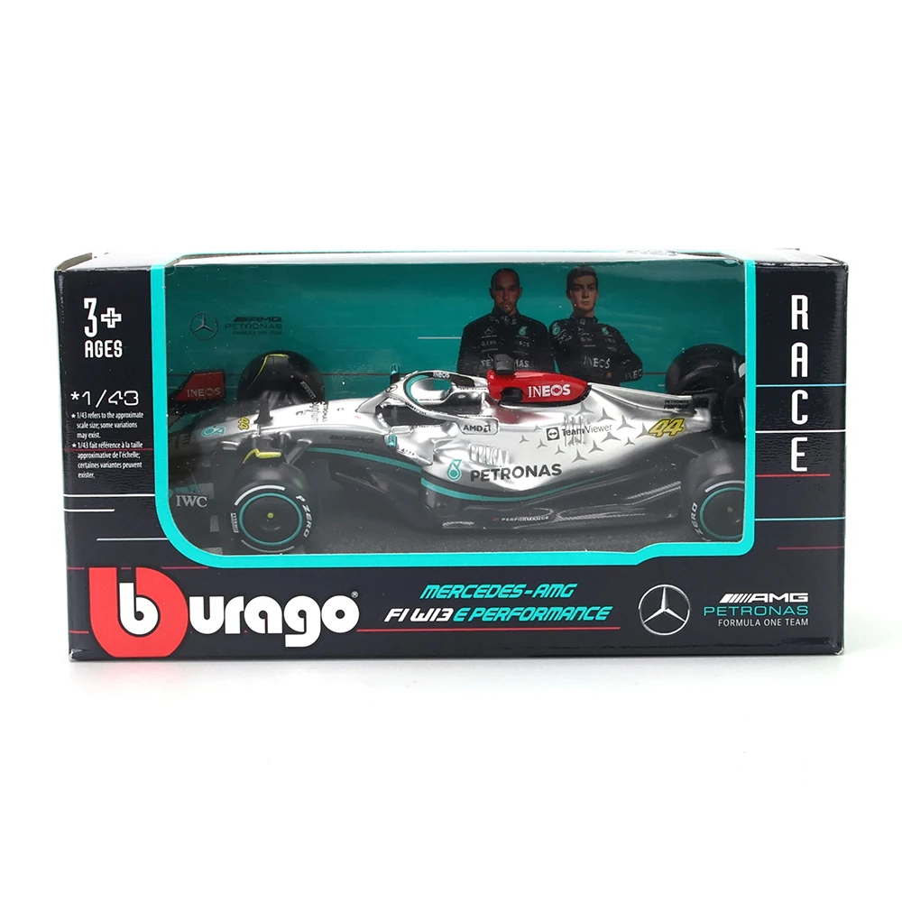 Bburago 1:43 2022 F1 Mercedes-AMG Team W13 #44 Hamilton #63 Russell Alloy Luxury Vehicle Diecast Cars Model Toy