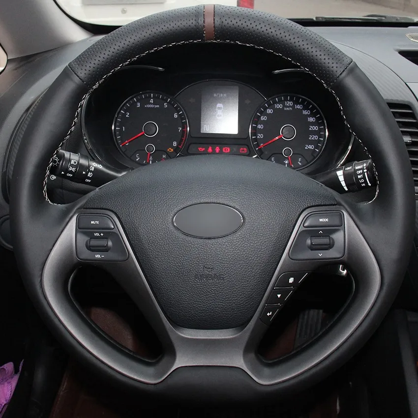 غرزة يدوية عدم الانزلاق جلد طبيعي غطاء عجلة توجيه سيارة التفاف ل جاكوار XF XF S XF Sportbrake الملحقات الداخلية