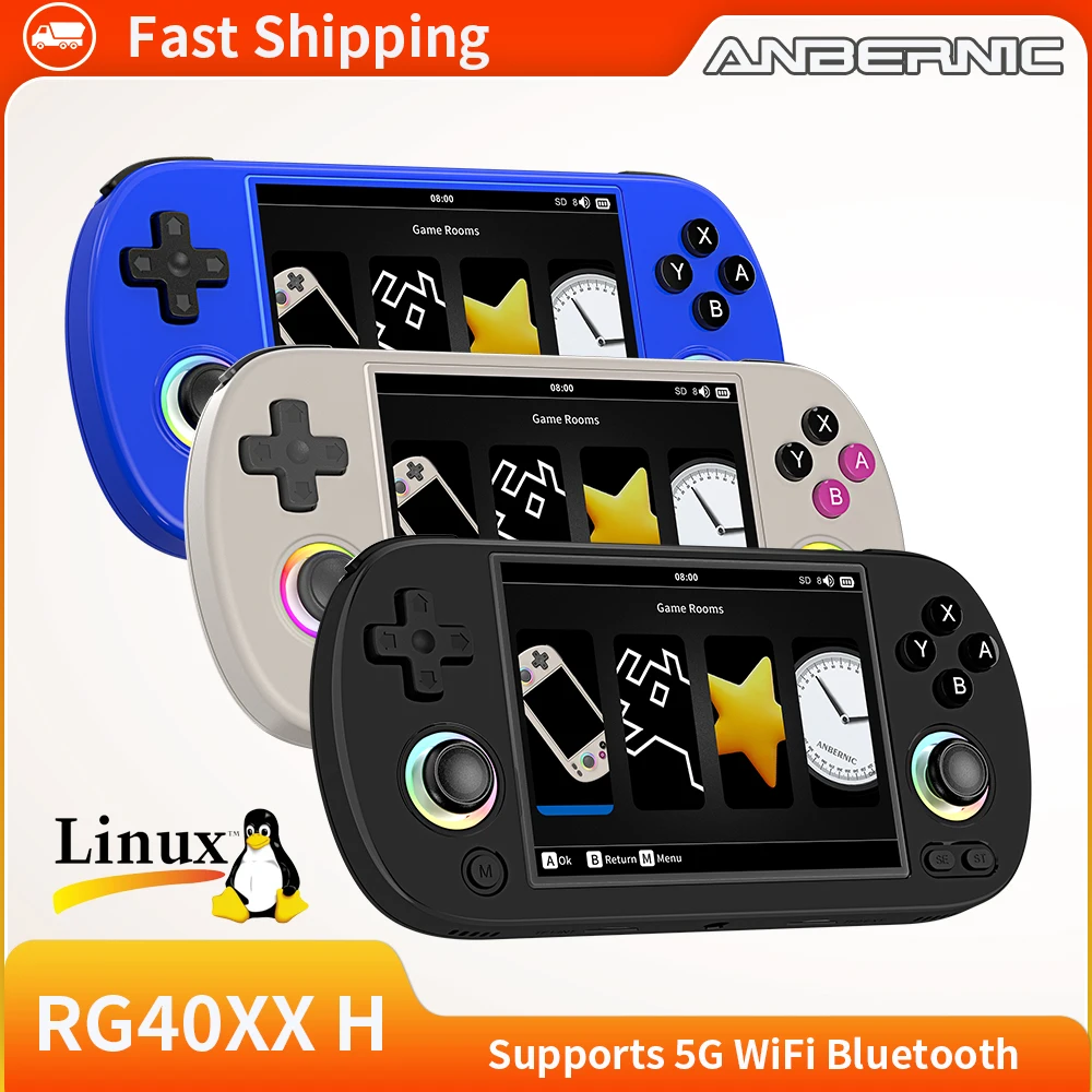 ANBERNIC RG40XX H Handheld Game Console 4.0 inch IPS Screen Joystick RGB Lighting Retro Video Gaming Console 256G 10000+ Games